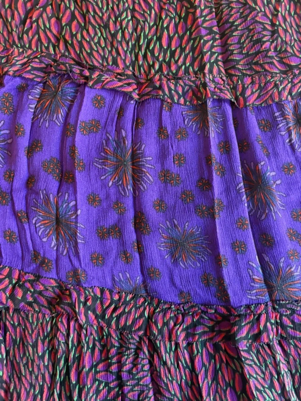 Purple Printed V-Neck Tiered Midi Dress - Picture 10 of 10